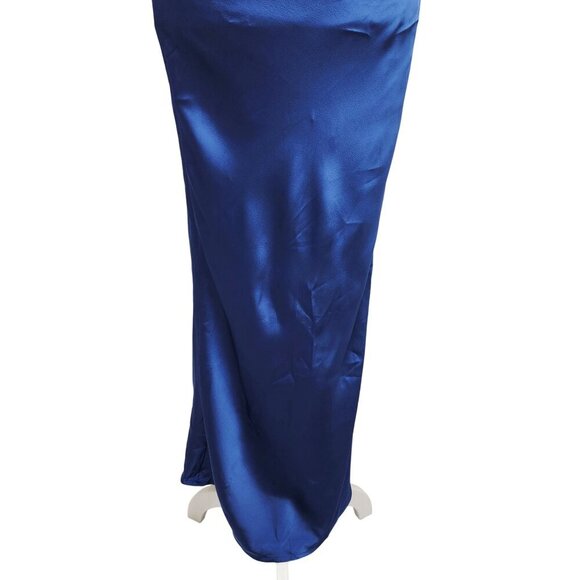 Blue Halter Womens Satin Maxi Dress  Size XS  Phicia - Picture 6 of 9